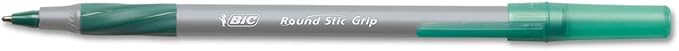 BIC Round Stic Grip Xtra Comfort Ball Pen Medium Pt 1.2mm Green 2DOZEN GSMG11GN