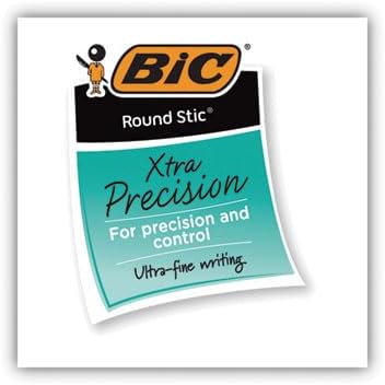 BIC Round Stic Xtra Precision Ballpoint Pen, Fine Point (0.8mm), Black, 12-Count