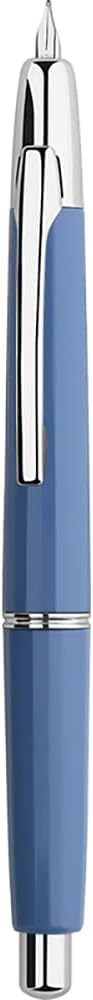 Majohn A2 Press Fountain Pen Extra Fine Nib with Box, Retractable Blue Resin Ink Pen with Converter Writing Pen Set (Silver Clip Version）