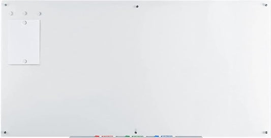 Audio-Visual Direct Magnetic Ultra White Glass Dry-Erase Board Set - 6' x 3' - Includes Magnets, Hardware & Marker Tray