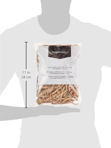 Amazon Basics Rubber Bands, Size 64 (3-1/2 x 1/4 Inch), 320 Bands/1 lb Pack, 25-Pack, Tan