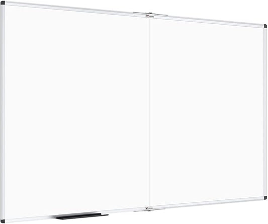 VIZ-PRO Large Dry Erase White Board/Magnetic Foldable Whiteboard, 72 X 48 Inches, Silver Aluminium Frame