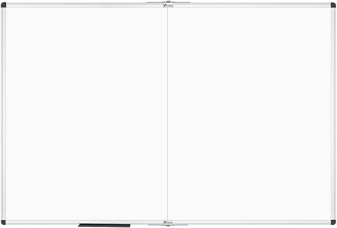 VIZ-PRO Large Dry Erase White Board/Magnetic Foldable Whiteboard, 72 X 48 Inches, Silver Aluminium Frame