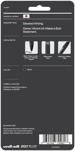 Uniball Signo 207+ Gel Pen 4 Pack, 0.7mm Medium Black Pens & Uniball Signo Gel 207™ Retractable Gel Pens, Medium Point, 0.7 mm, Clear Barrel, Black Ink, Pack Of 4