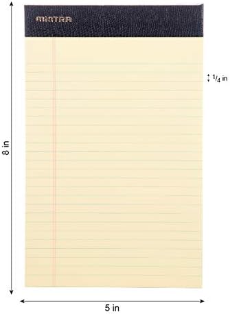 Mintra Office Legal Pads, ((xPremium, 5in x 8in, Narrow (Canary), 36pk (6-6pks)), Narrow Ruled, 50 Sheets per Notepad, Micro perforated Writing Pad, Notebook Paper for School, College, Office, Work