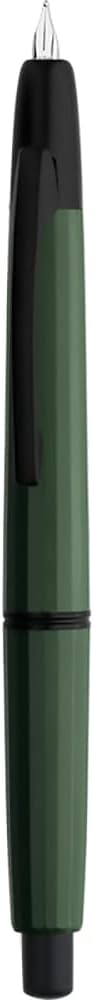 Majohn A2 Press Fountain Pen Extra Fine Nib with Box, Retractable Green Resin Ink Pen with Converter Writing Set (Black Clip Version）