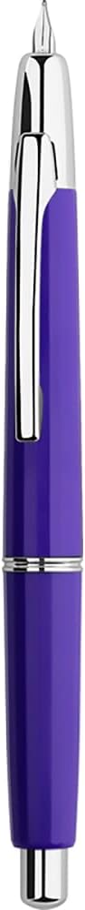 Majohn A2 Press Fountain Pen Extra Fine Nib with Box, Retractable Purple Resin Ink Pen with Converter Writing Pen Set (Silver Clip Version）