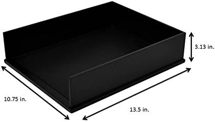 Victor 1142-5 Midnight Black Collection Front Load Letter Tray, Matte Black Paint with Faux Leather Tray Pad for a Professional Look