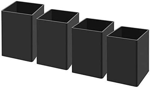 NIUBEE Black Acrylic Pen Holder 4 Pack, Desktop Pencil Cup Stationery Organizer for Office Desk Accessory