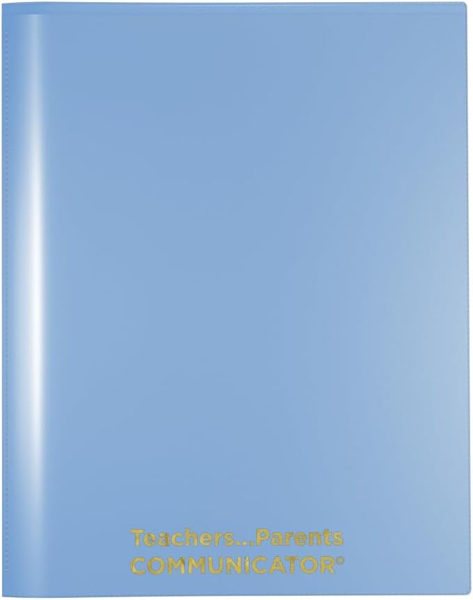 Nicky's Folders® English Communicator, Parent-Teacher Folder, Patented Tear-Resistant Flexible Plastic 2 Inside Pockets, 2 Exterior Sleeves, Letter Size Paper, Single Color(24 Pack) (Powder Blue)