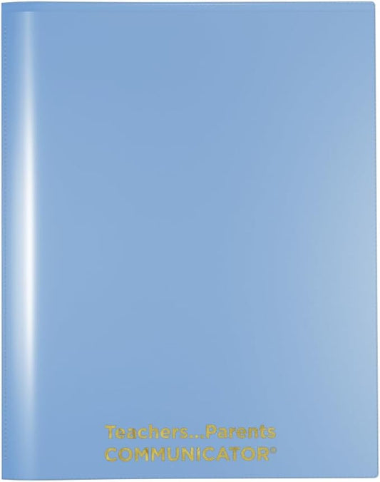Nicky's Folders® English Communicator, Parent-Teacher Folder, Patented Tear-Resistant Flexible Plastic 2 Inside Pockets, 2 Exterior Sleeves, Letter Size Paper, Single Color(24 Pack) (Powder Blue)