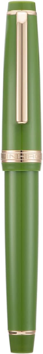 Jinhao 82 Avocado Green Acrylic Fountain Pen, Iridium Medium Nib Classic Design Smooth Writing Pen with Ink Converter (Gold Trim)