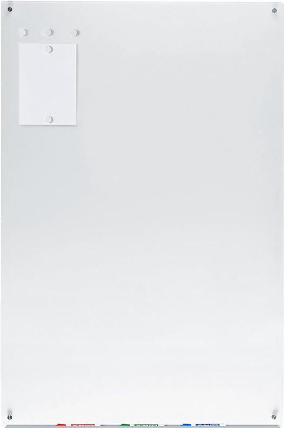 Audio-Visual Direct Magnetic Ultra White Glass Dry-Erase Board Set - 5' x 3.4' - Includes Magnets, Hardware & Marker Tray
