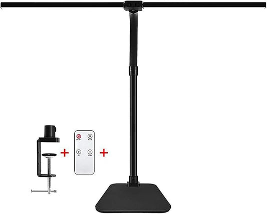 Double Head LED Desk Lamp with Anti-Glare Cover Tall Desk Lamps for Home Office 24W Brightest Computer Desk Light Office Lamp for Workbench Drafting Architect Study Reading with Clamp and Base