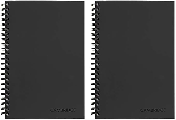 Cambridge Business Notebook, Legal Ruled, 5" x 8", Small, Wirebound, 80 Sheets, Black (06074) (Pack of 2)
