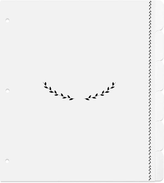 Jot & Mark Recipe Binder Tab Dividers with Blank Labels | 6 Customizable Organizer Dividers for 8.5" x 11" 3-Ring Binders (Black & White)