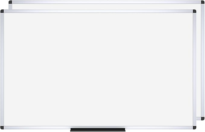 VIZ-PRO Dry Erase Board/Whiteboard, Non-Magnetic, Pack of 2, 8' x 4', Wall Mounted Board for School Office and Home