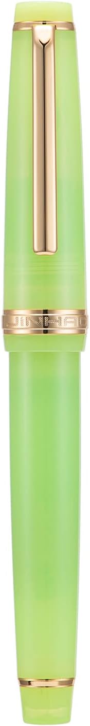 Jinhao 82 Acrylic Fountain Pen, Iridium Bent Nib with Ink Converter, Transparent Green Classic Design Calligraphy Pen (Gold Trim)