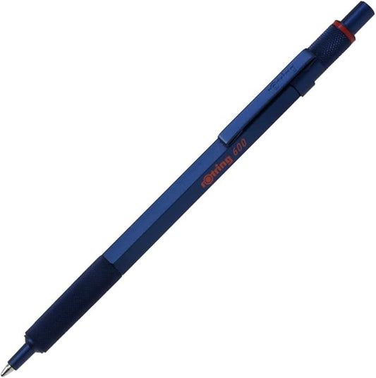 rOtring 600 Ballpoint Pen, Medium Point, Black Ink, Blue Barrel, Refillable