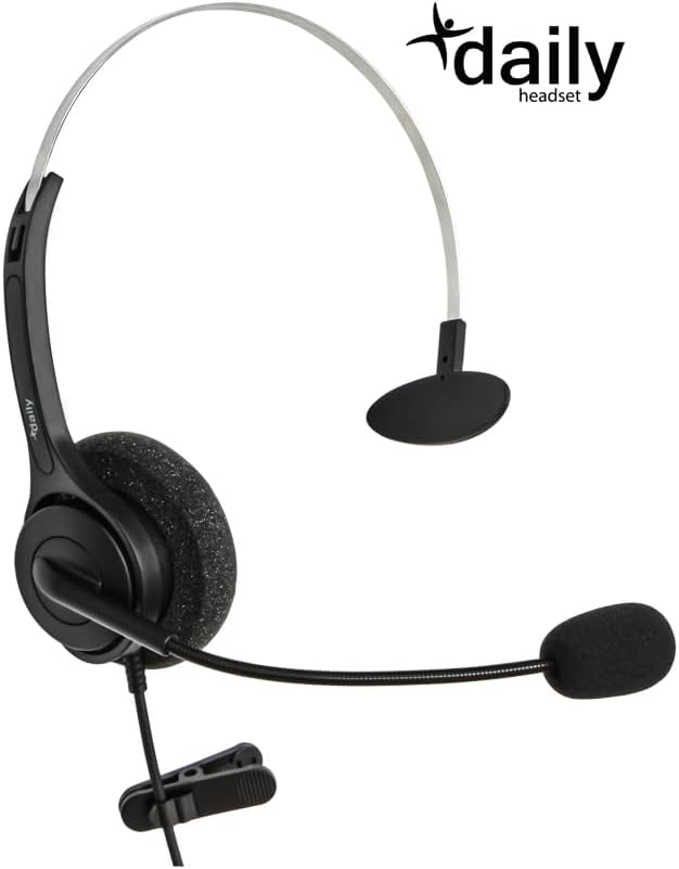 DailyHeadset 2.5 mm Jack Phone Headset On Ear Headphones Hands Free for Cordless Landline Telephones