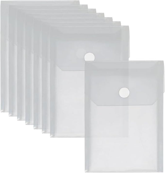 20 Pcs 5 x 7 Inches Small Plastic Envelopes Clear File Folder Pouches Waterproof Receipt Envelopes for Documents Stamp and Die Storage Pockets with Hook and Loop Closure