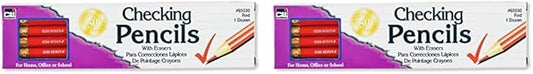 Charles Leonard Checking Pencil, Red Colored with Eraser, 12/Box (65030) (Pack of 2)