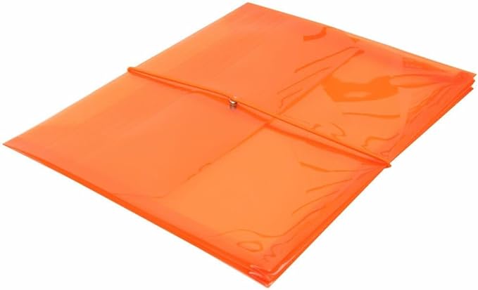 JAM PAPER Plastic Expansion Envelopes with Elastic Band Closure - Letter Booklet - 9 3/4 x 13 with 2.5 Inch Expansion - Orange - 3/Pack