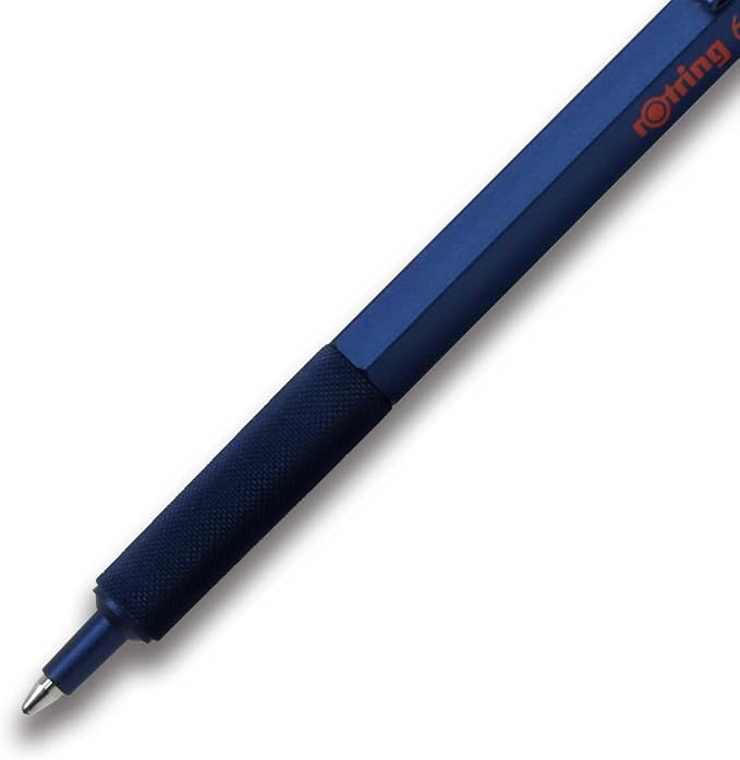rOtring 600 Ballpoint Pen, Medium Point, Black Ink, Blue Barrel, Refillable