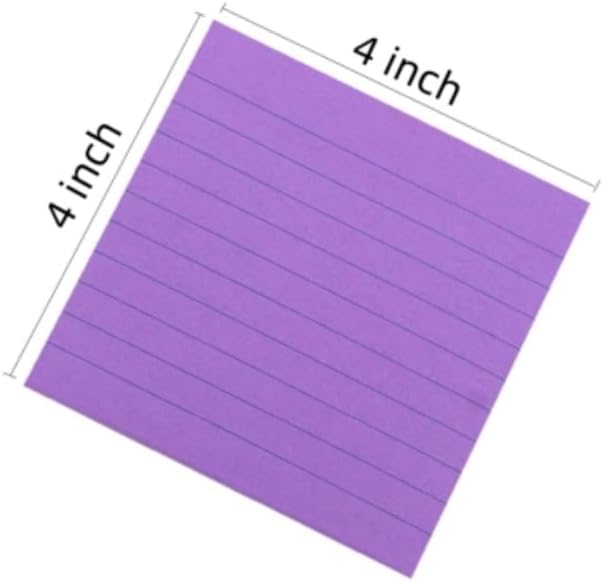 Early Buy Lined Sticky Notes with Lines 4x4 Self-Stick Notes 6 Bright Color 6 Pads, 60 Sheets/Pad