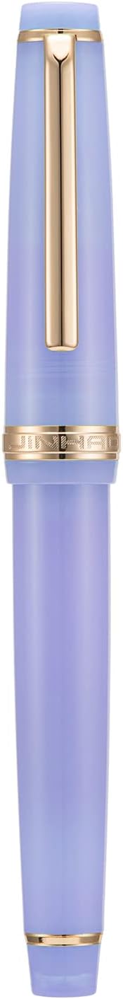 Jinhao 82 Acrylic Fountain Pen, Iridium Medium Nib with Ink Converter, Transparent Purple Classic Design Smooth Writing Pen (Gold Trim)