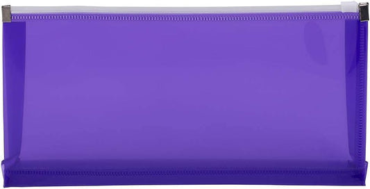 JAM PAPER Plastic Envelopes with Zip Closure - #10 Booklet Wallet - 4 1/8 x 9 1/2 - Purple - 12/Pack