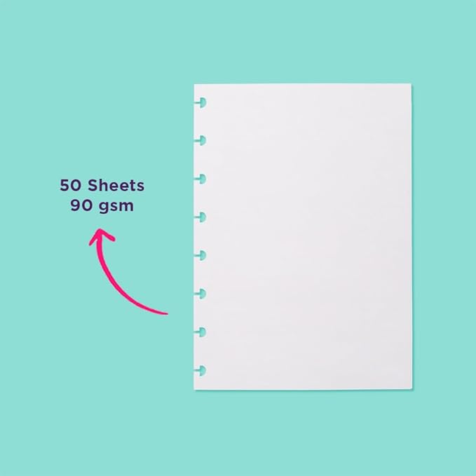 Refills Discbound Notebook Blank Plain White Paper - 5.51" x 7.87" Paper for Custom Discbound Notebook, Planner or Daily Use – 90 GSM Custom Note-Taking System Discbound Inserts – 50 Sheets