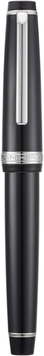Jinhao 82 Black Acrylic Fountain Pen, Iridium Fine Nib Classic Design Smooth Writing Pen with Ink Converter (Silver Trim)