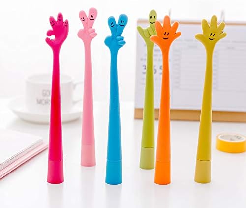 Funny live Bendable Ballpoint Pen Bending Hand Gesture Ballpoint Pen Free to Bend Cute Cartoon Silicone Gesture Ballpoint Pen,0.7mm Black Ink,6 Pcs/Set