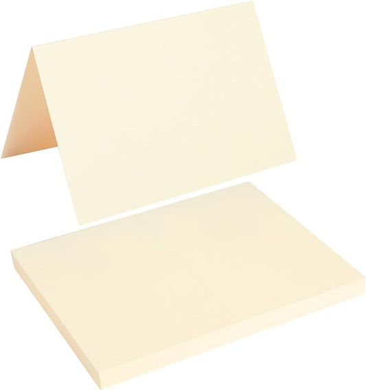 50 Pack Blank Cards Folded Cardstock Thank You Blank Greeting Cards for Invitations, Wedding, Greeting Cards, All Occasion DIY, 5x7 Folded Cards Cream