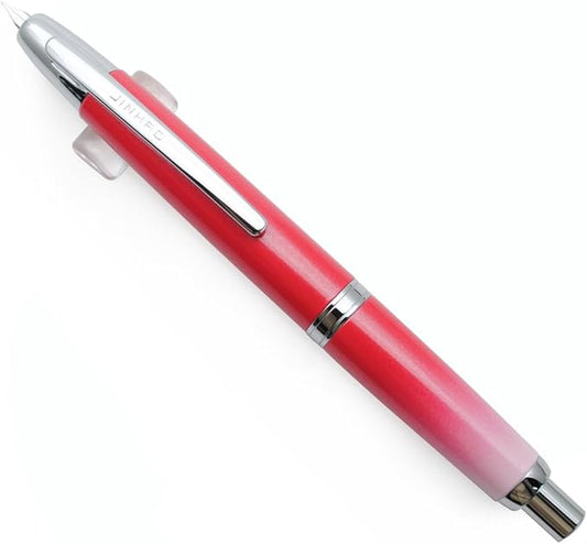JINHAO 10 Press Fountain Pen, Retractable Metal Pen with Ink Converter (EF Nib 0.38mm, Gradient Rose Red)