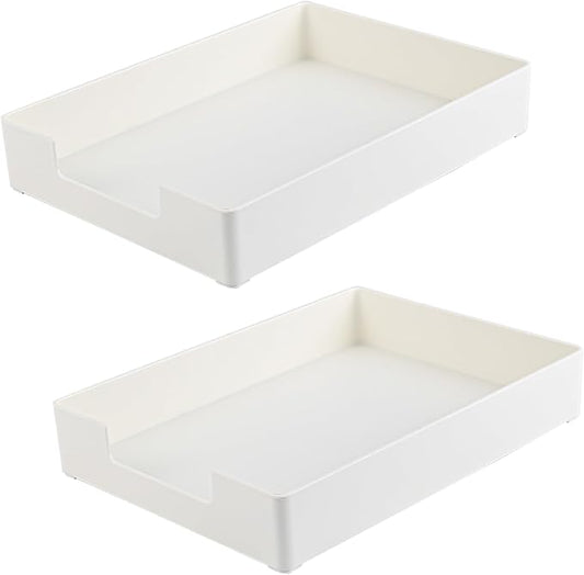 Paper Tray, 2pc Letter Tray, Paper Organizer for Desk, Stackable Front-Load A4 Paper File Folder Magazine Storage Holder, Drawer Organizer, Office Desktop Accessories Workspace Document Organizer