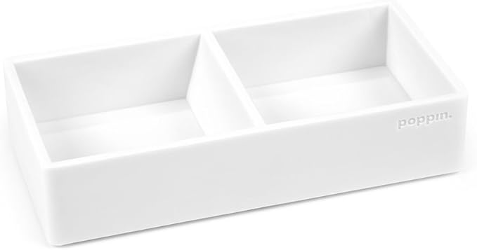 Poppin This & That Tray - Modular Desk Trays for Office Organization, Color-Coordinated Office Supplies for Desk (White, This & That Tray)