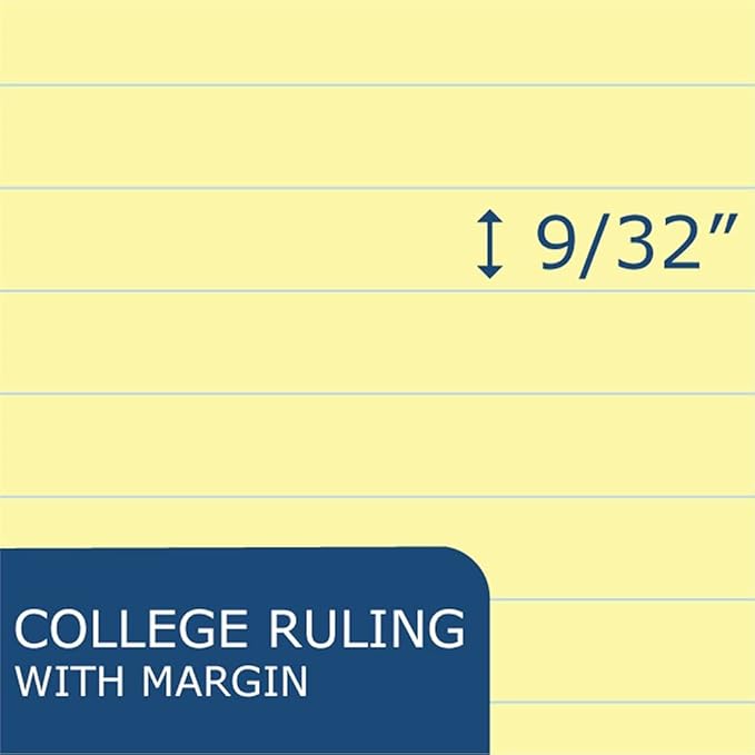 Roaring Spring Case of 48 of Landscape Note Pads, 11"x9.5", 40 sheets of Heavyweight 20# Recycled Canary Paper, College Ruled W/Margin, Micro-Perforated