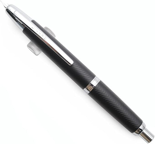 JINHAO 10 Press Fountain Pen, Retractable Metal Pen with Ink Converter (F Nib 0.5mm, Wavy Texture Matte Black)