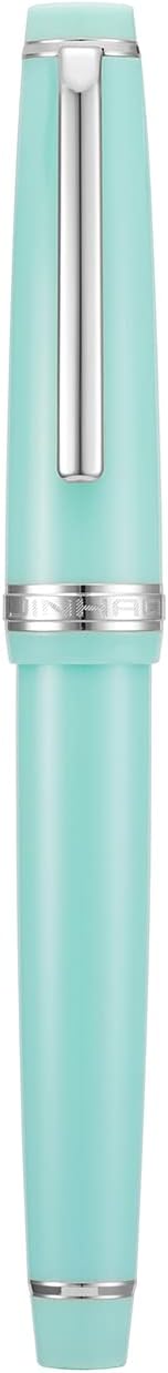 Jinhao 82 Light Green Acrylic Fountain Pen, Iridium Fine Nib Classic Design Smooth Writing Pen with Ink Converter (Silver Trim)