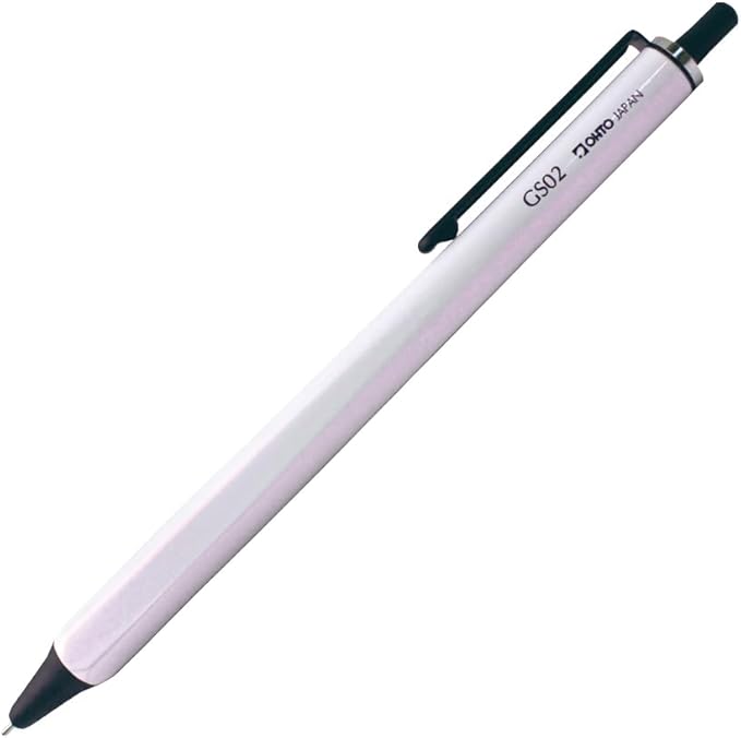 OHTO GS02 Roller Gel Pen, Retractable Needle Tip 0.5mm Fine Point, Pearl White Barrel, Ultra-Quick Drying Black Gel Ink Pen, All-Metal Hybrid Body, GS02-G5-WT