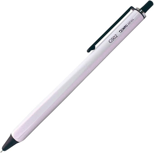 OHTO GS02 Roller Gel Pen, Retractable Needle Tip 0.5mm Fine Point, Pearl White Barrel, Ultra-Quick Drying Black Gel Ink Pen, All-Metal Hybrid Body, GS02-G5-WT