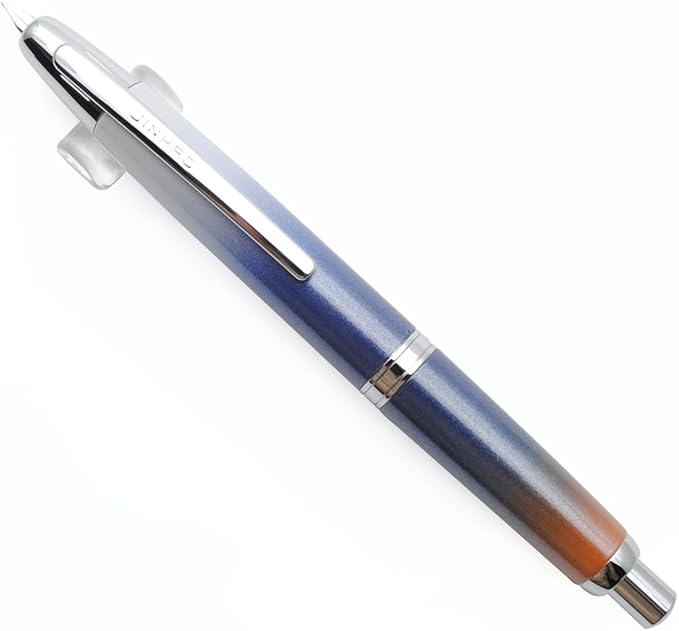 JINHAO 10 Press Fountain Pen, Retractable Metal Pen with Ink Converter (EF Nib 0.38mm, Gradient Dark Blue)