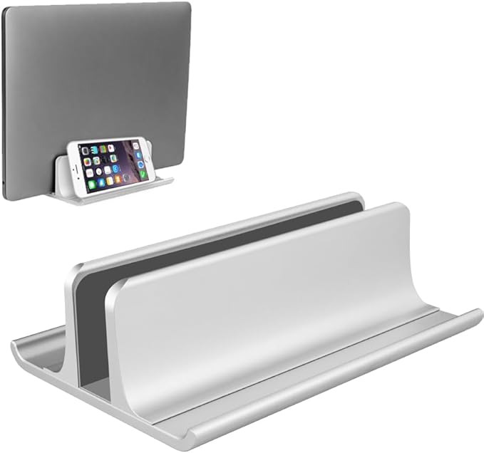 Vaydeer 3-in-1 Aluminum Laptop Stand Vertical Laptop Stand Holder for Desk with Adjustable Dock, Space-Saving Organizer for All MacBook, Surface, Samsung, HP, Dell, up to 17.3 inch