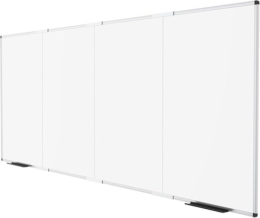 VIZ-PRO Large Dry Erase White Board/Magnetic Foldable Whiteboard, 120 X 48 Inches, Silver Aluminium Frame