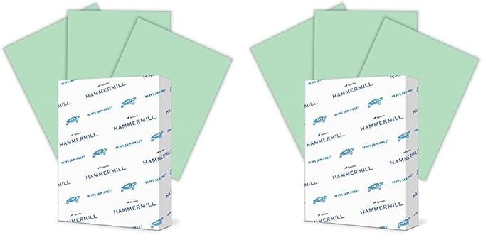Hammermill Colored Paper, 24 lb Green Printer Paper, 8.5 x 11-1 Ream (500 Sheets) - Made in the USA, Pastel Paper, 104380R (Pack of 2)