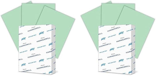 Hammermill Colored Paper, 24 lb Green Printer Paper, 8.5 x 11-1 Ream (500 Sheets) - Made in the USA, Pastel Paper, 104380R (Pack of 2)