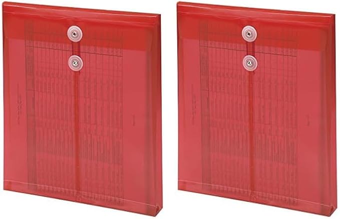 Smead Poly Envelope, 1-1/4" Expansion, String-Tie Closure, Top Load, Letter Size, Red, 5 per Pack (89547) (Pack of 2)