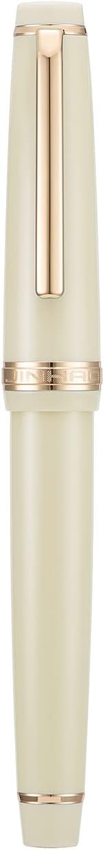 Jinhao 82 Ivory White Acrylic Fountain Pen, Iridium Fine Nib Classic Design Smooth Writing Pen with Ink Converter (Gold Trim)